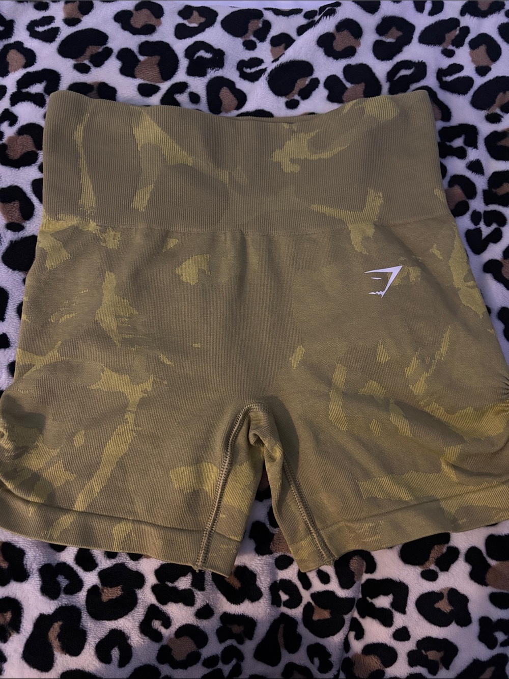 Gymshark Olive Camo Seamless High-Waist Bike Shorts